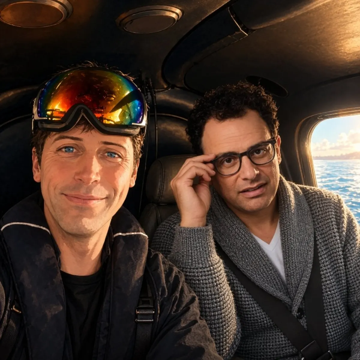 Luna Lisa helicopter cabin pair — hands do not meet